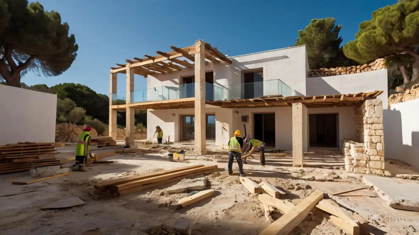Proyecto arquitectónico reformado con madera y piedra natural en Ibiza